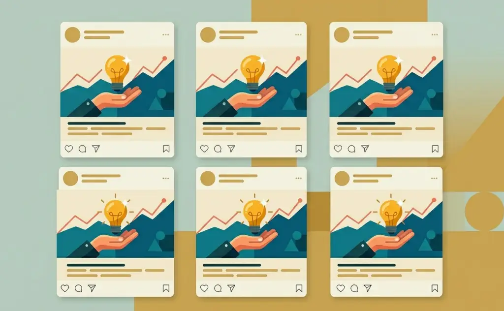 Des publications identiques sur les réseaux sociaux illustrant l'uniformisation visuelle à l'ère de l'intelligence artificielle