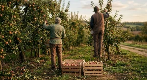 Saisonniers de dos au travail, embauche saisonnier agricole en campagne